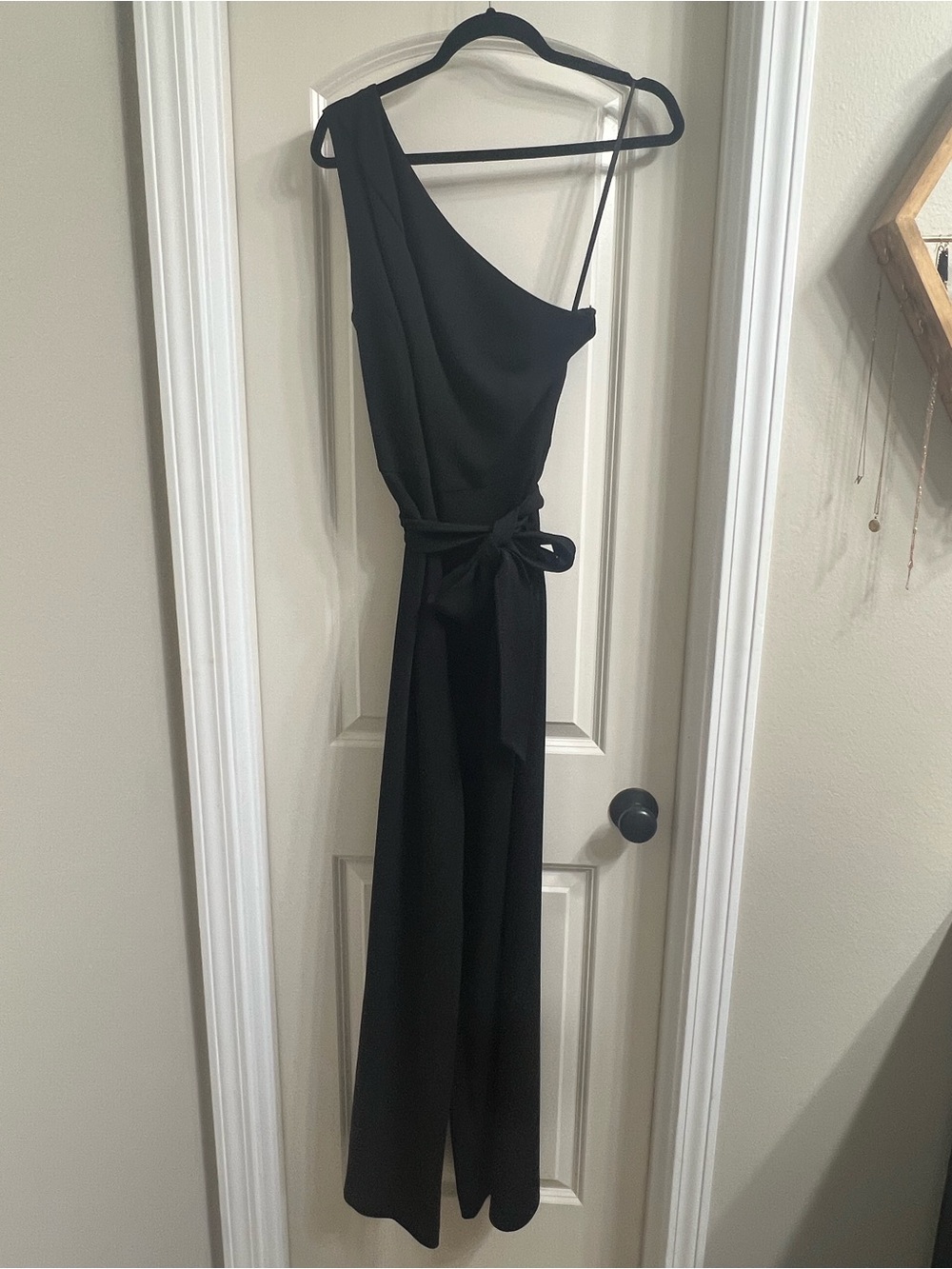 ANTONIO MELANI One-Shoulder Black Jumpsuit with Waist Tie
